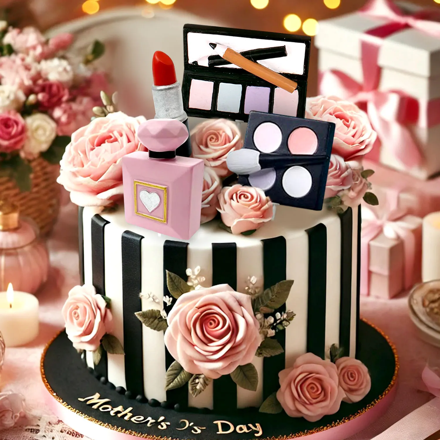 4Pcs Kosmetik Kuchen Dekoration Lippenstift Lidschatten Parfüm Pulver Set Mädchen Geburtstag Party Make-Up Prom Liefert – Detail 7