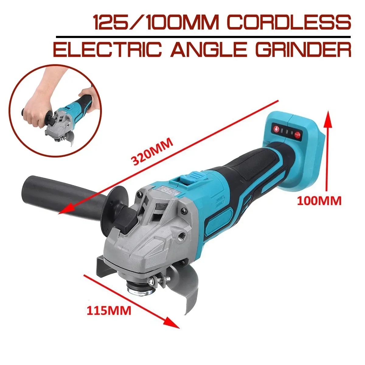 

125/100mm Cordless Electric Angle Grinder Grinding Machine Brushless Metal Woodworking Cutting Power Tool For Makita Battery 18V