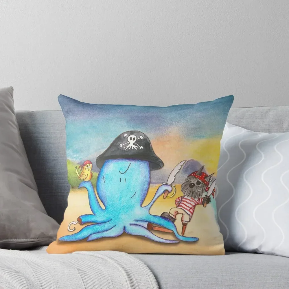 

Arr! Shiver me Tentacles! Pirate Octopus, Dog and Budgie! Throw Pillow luxury sofa pillows Couch Cushions Sofa Cushion pillow