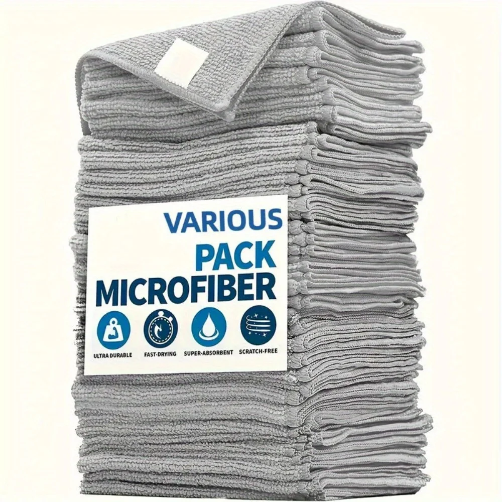 5/10/15 Pcs/Set Microfiber Cleaning Cloth - Super Durable, Highly Absorbent. Suitable for Living Rooms, Bathrooms, and Cars