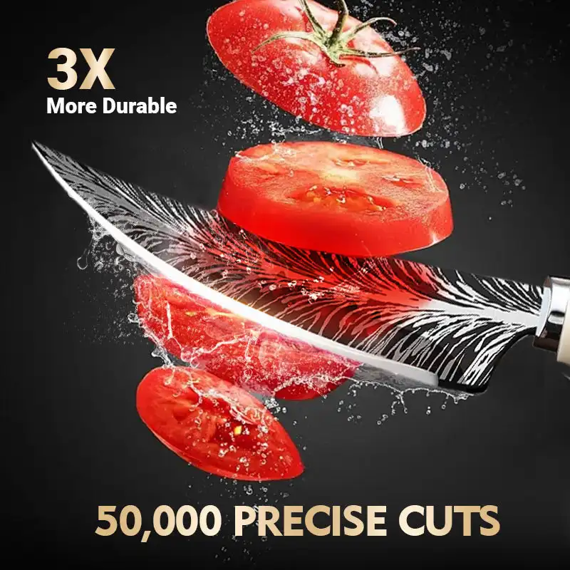 Professional Cooking Curved Knives, Sharp Damask Textured Kitchen Knives, Meat Slicers, Fruit Knives, Forged High-hardness Knive view 4