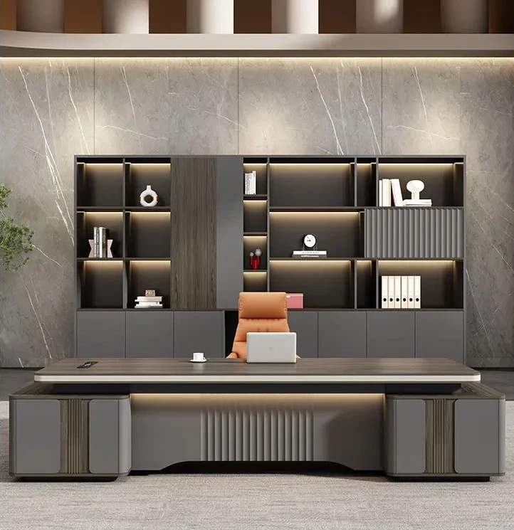 

Large class desk boss table high-end paint simple light luxury office desk chair office table