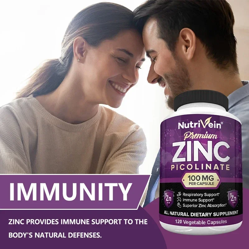 Zinc Picolinate 100 mg, 120 Vegetarian Capsules - Supports Respiratory Health, Immune Health, Gluten Free and Non-GMO