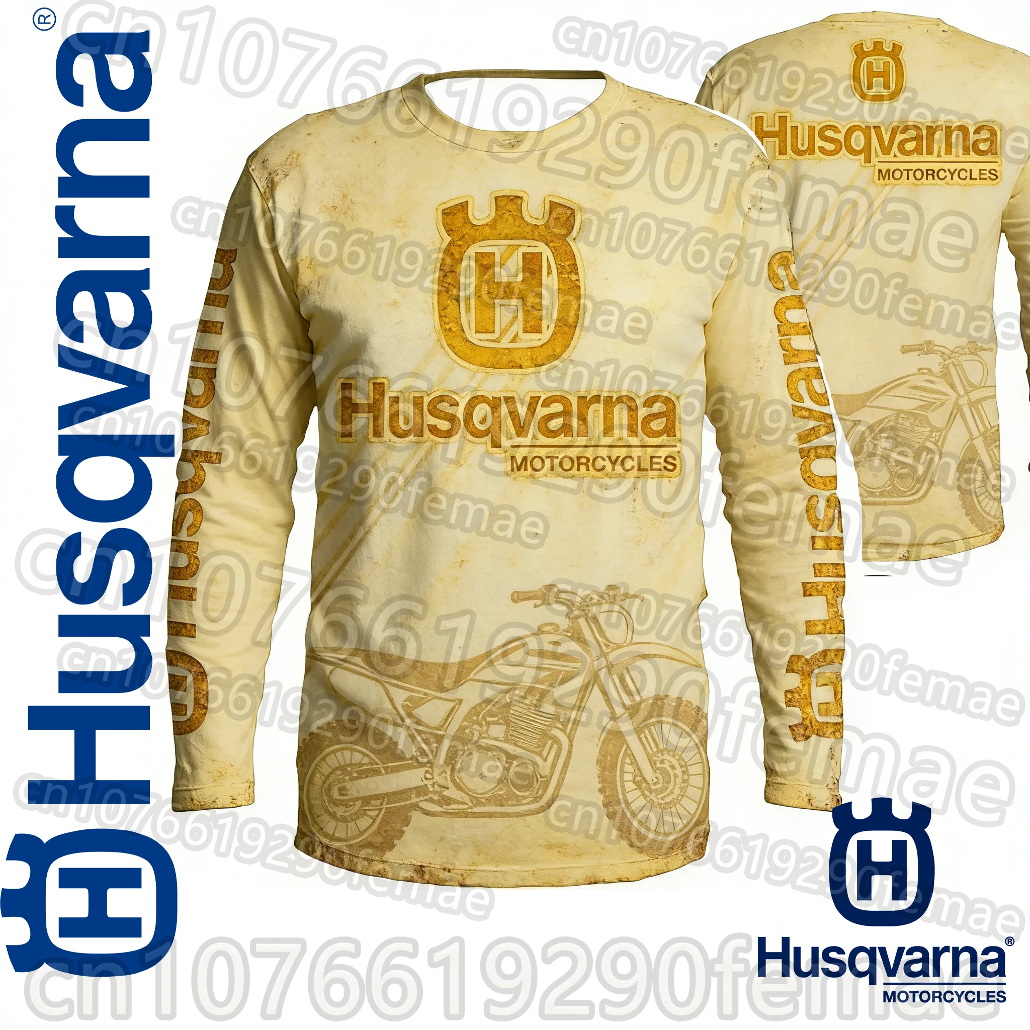 

2026 Spring Summer New Husqvarna Print Men's Long Sleeve T-Shirt | Motorcycle Riding Casual Top for Layering & Outerwear