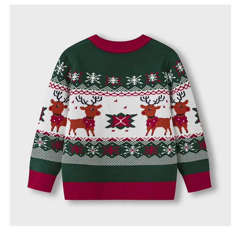 Nuovo maglione lavorato a maglia con cervi dei cartoni animati per bambini invernali e natalizi - Pullover con strato base per ragazzi e ragazze da 3 a 7 anni