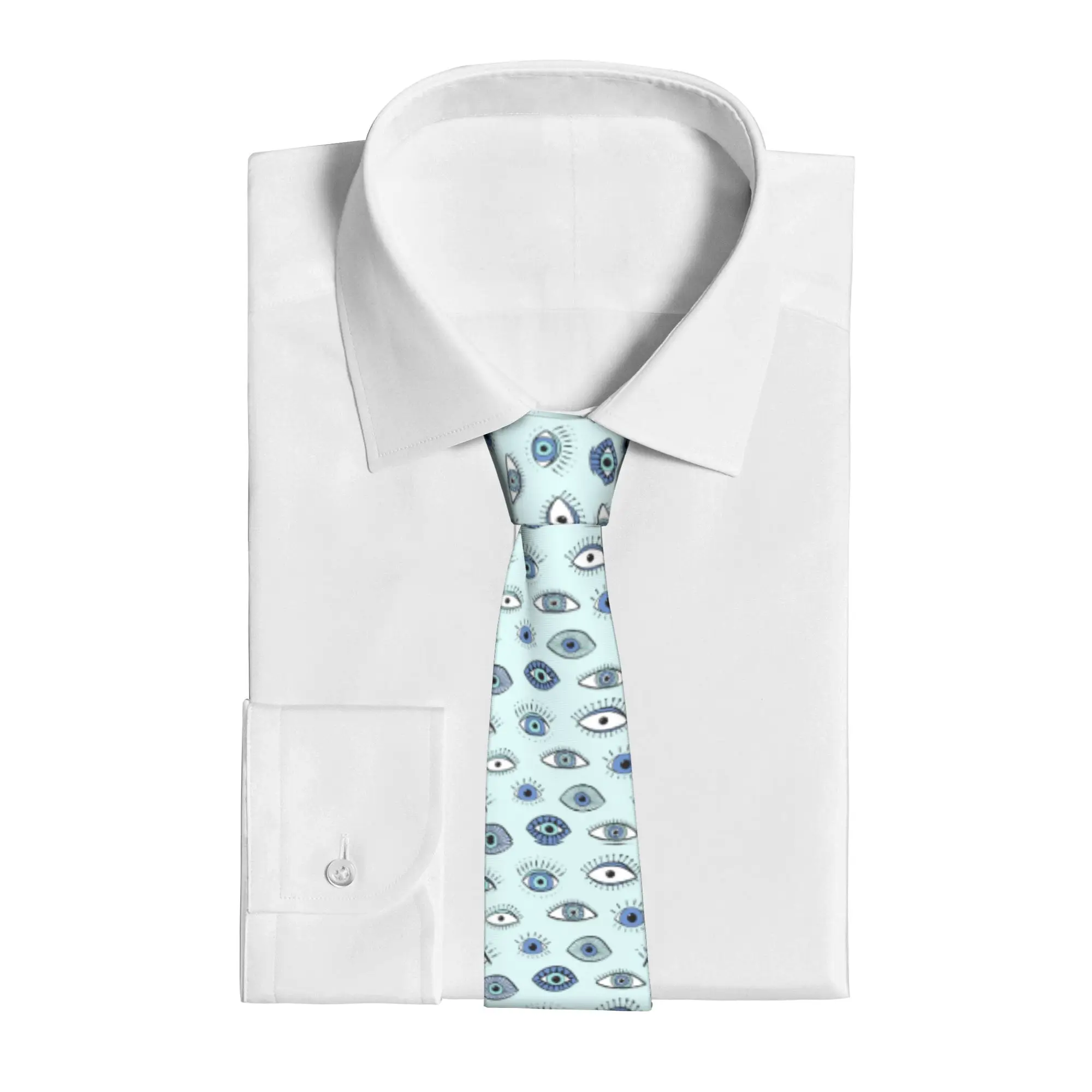 Evil eye Neckties Casual 8 cm Wide Blue Nazar Amulet Neck Ties for Mens Suits Accessories Gravatas Wedding Accessories  Office