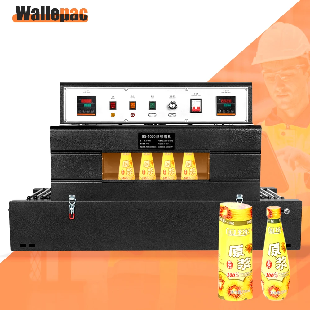 

Wallepac Fully Automatic Electric Driven Heat Shrink Machines PP/PVC/POF Bath Bombs Tunnel Sleeve Shrink Wrapping Machine Bottle