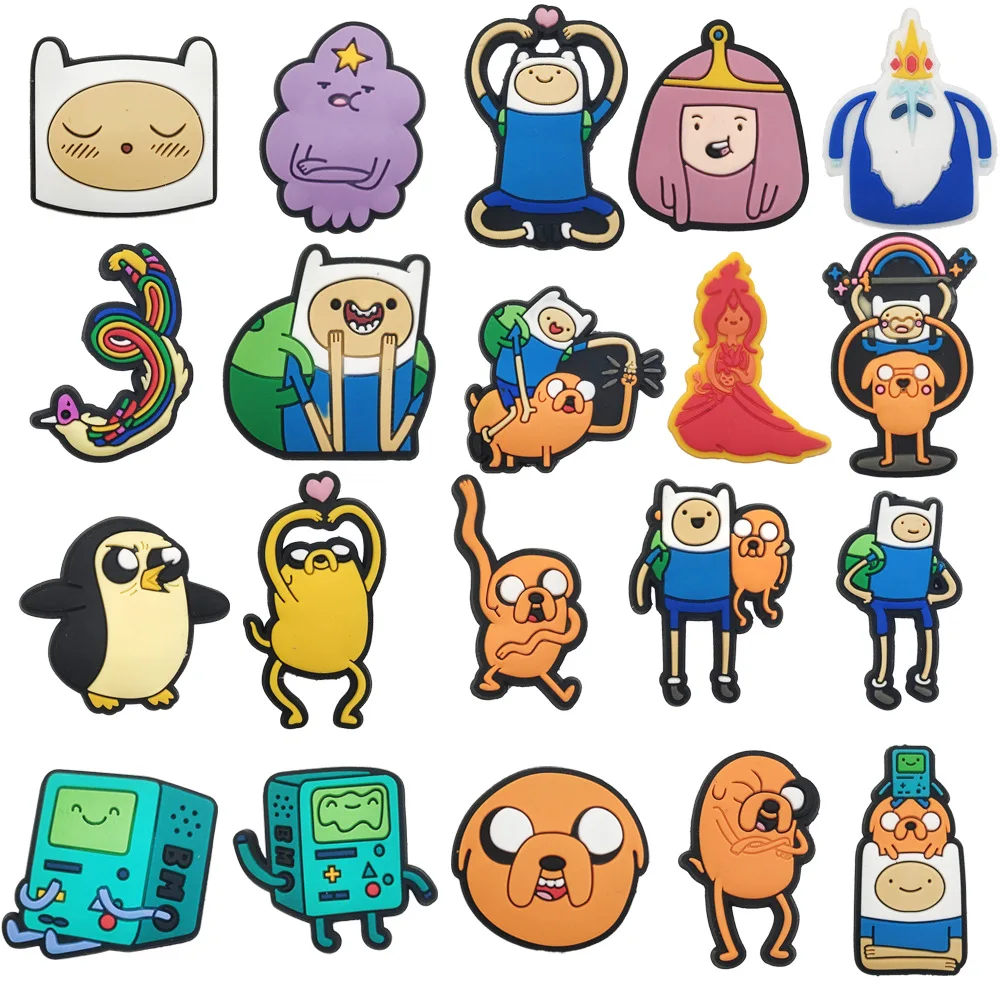 11-20PCS Cartoon Adventure Time Shoe Charms Anime Character Clog Sandal Accessories Buckle Fit Wristbands Shoe Charms Decoration