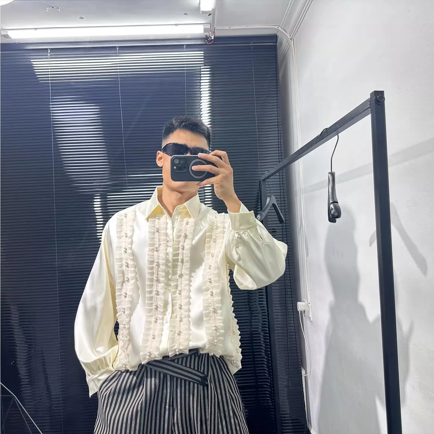 Men Casual Shirts Gothic Style Men's Clothing Spring Male High Street Autumn Black Shirts