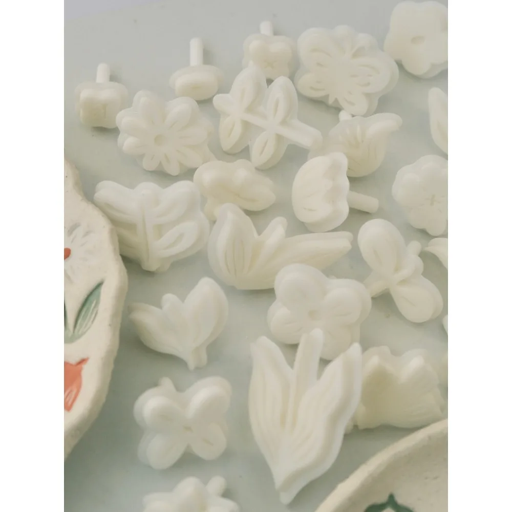29 Flower Leaf Bird Butterfly Nature Clay Mold, Silicone Stamp Press for Pottery Ceramic, DIY Sculpture Tools, Polymer Clay Tool