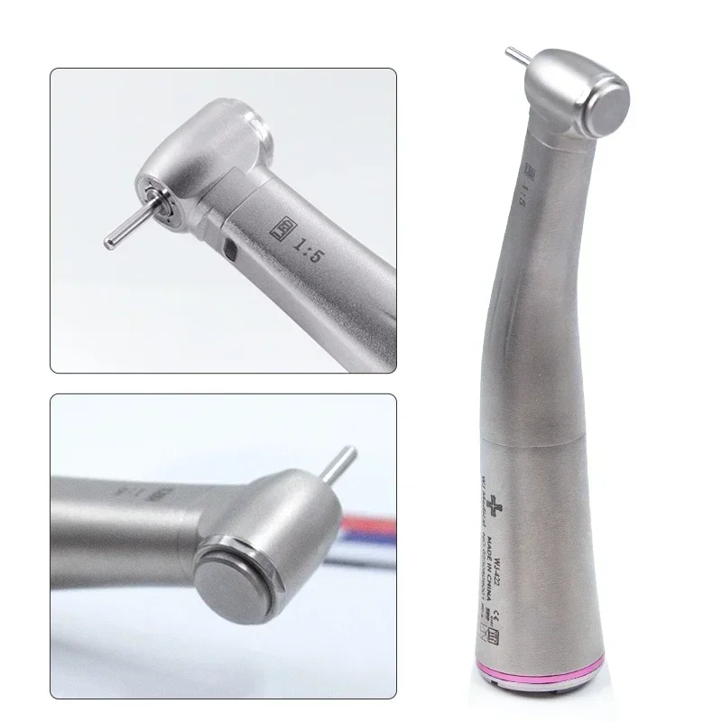 E-Type Coupling Dental 1:5 Fiber Optic LED Contra Angle Polishing Tool with 4-Way Water Spray, Low Noise, Available in 2/4-Hole