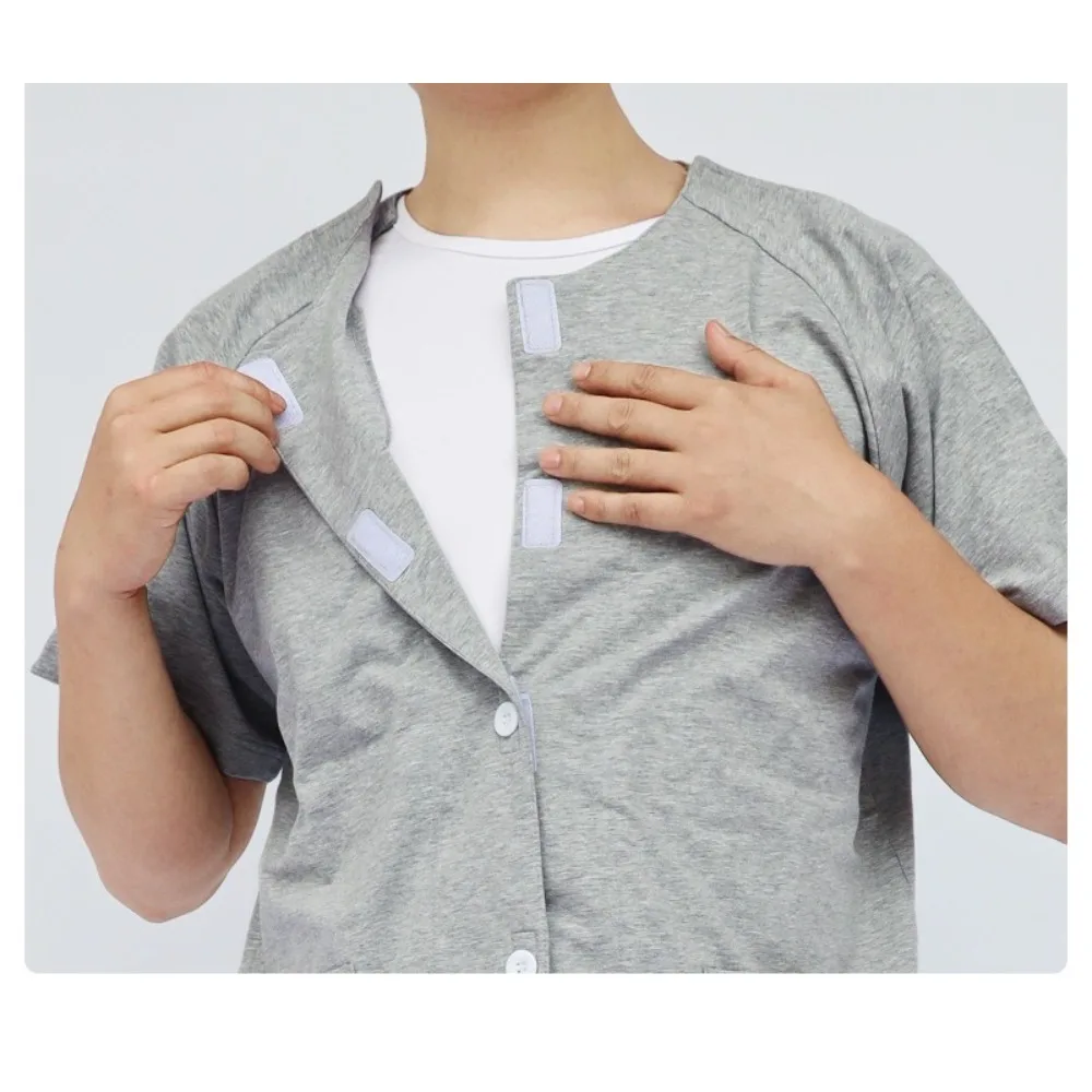 Easy - Wear Fracture Recovery Nursing Gown | Post - Surgery IV/PICC Check/Dressing Change Robe | Summer Patient Clothing