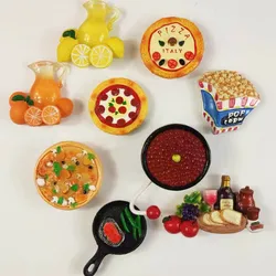 3D fridge magnet for decoration, creative food, pizza, bread, popcorn, Popsicle, travel souvenir, kitchen decoration
