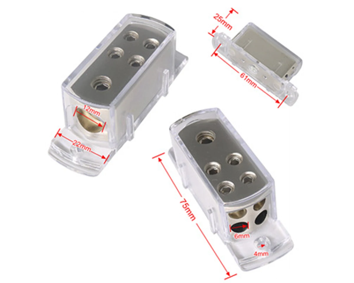 Car Audio Modification 4-Channel Grounding Connector 4GA8GA 4-Channel Splitter