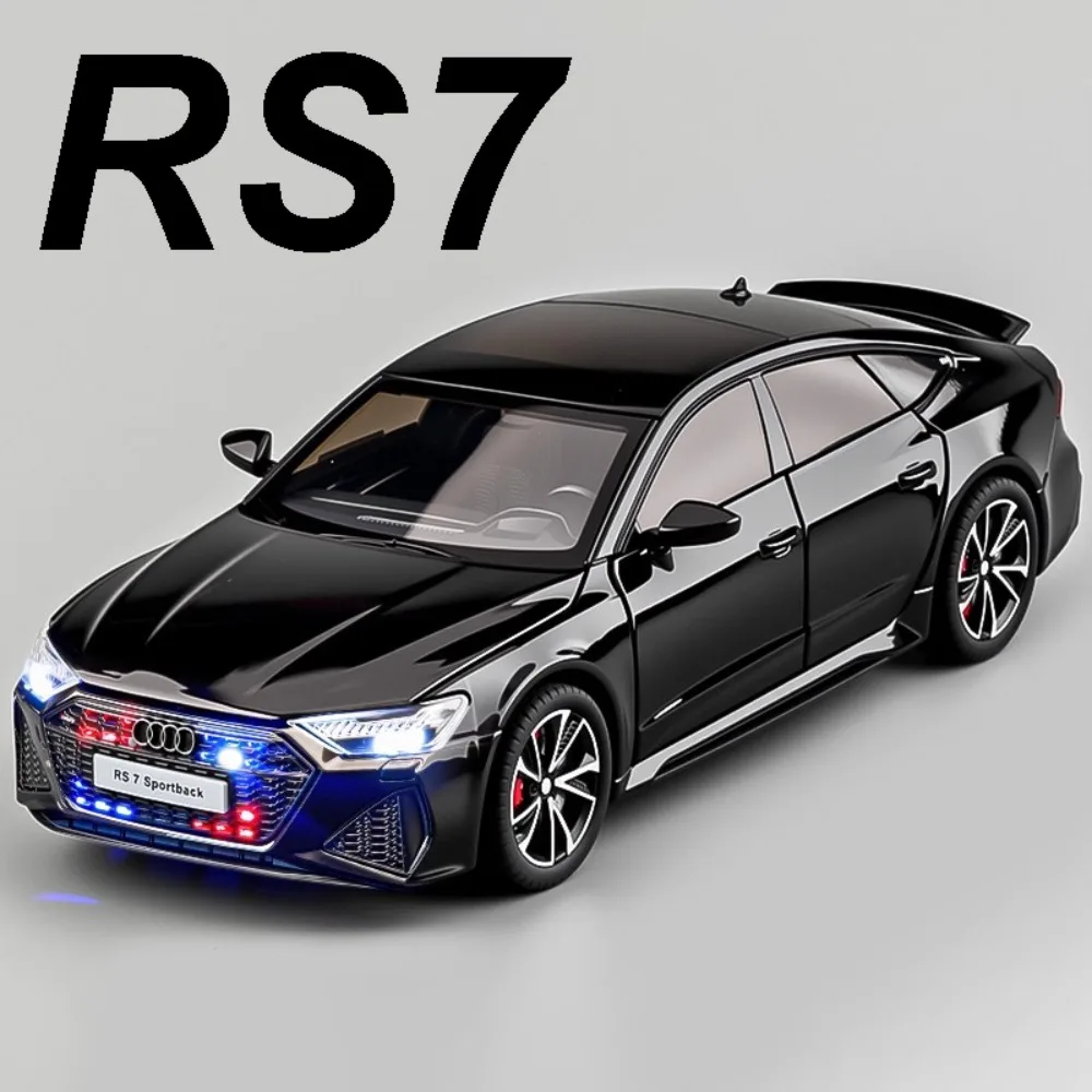 1:24 Scale RS7 Car Model Toy Pull Back Sound Light Alloy Diecast Doors Opened Vehicles Models Miniature Boys Collection Gifts