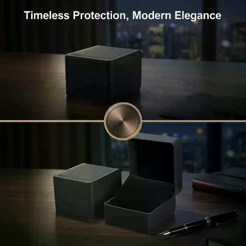 1/2/3Pcs Black Square Single Watch Gift Box With Pillow PU Leather Wristwatch Display Case Organizer For Men