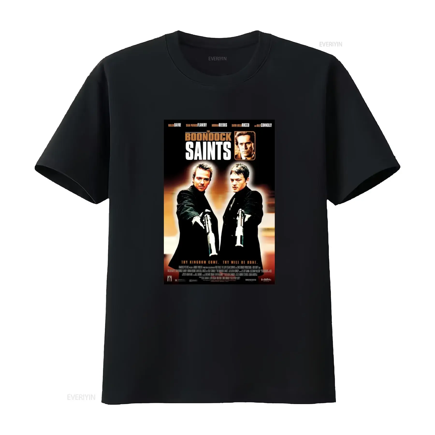 The Boondock Saints Movie Poster Inspired Black T Shirt Cool Design for Fans vintage Washed Soft graphic homme Stretched