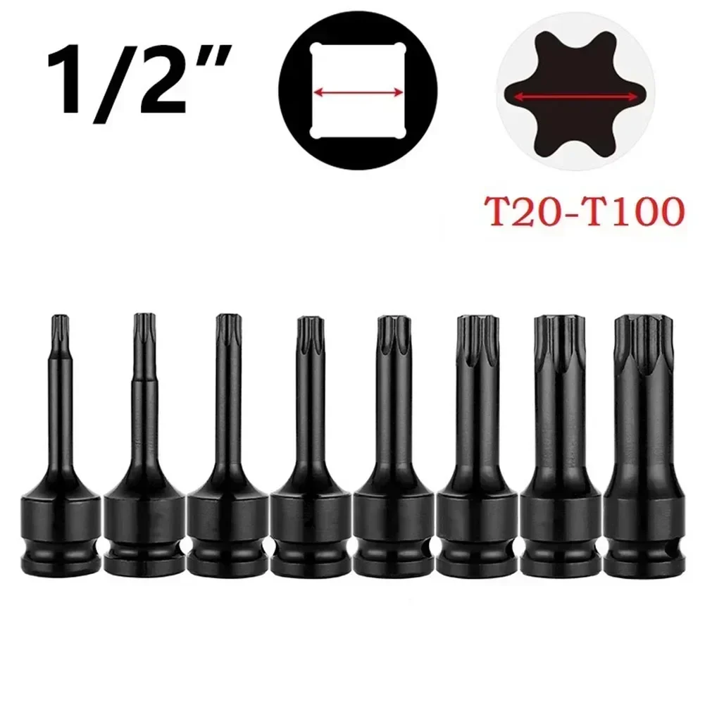 1 pz 1/2 pollici Torx Bit presa avvitatore ad aria punte adattatori T30 T40 T45 T50 T55 T60 T70 T80 T100 casa cacciavite strumenti
