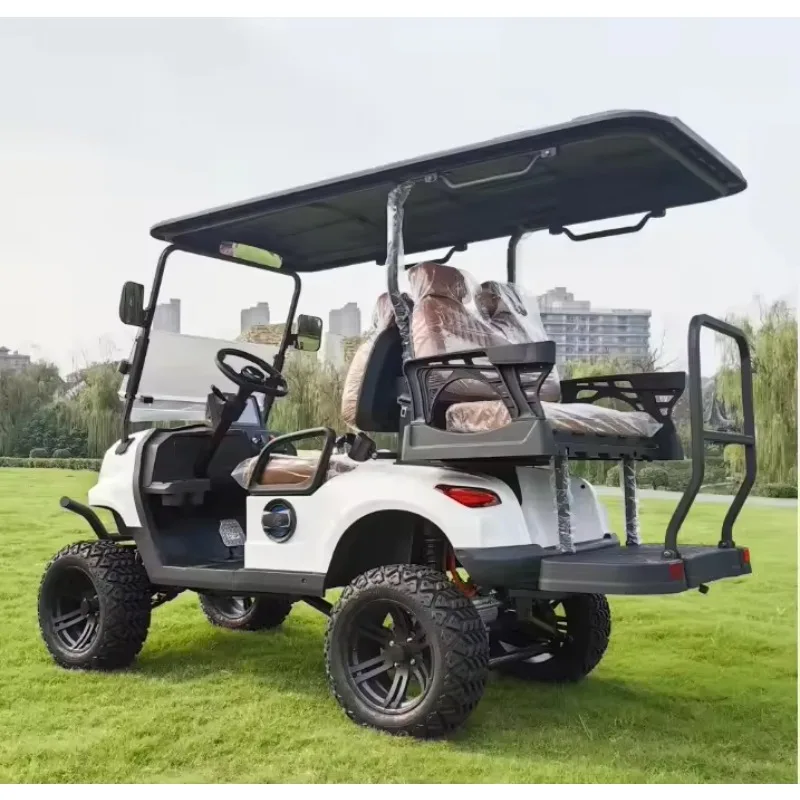 Car Durable Electric Golf Cart with 48V 5KW Steel Frame 4 Seats Long-Range for Golf Courses & Resorts LYH