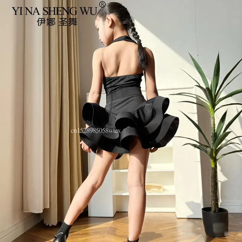 Abito da pratica di danza latina per bambini, abito da competizione professionale per tango di danza latina, abito da pratica di danza per ragazze