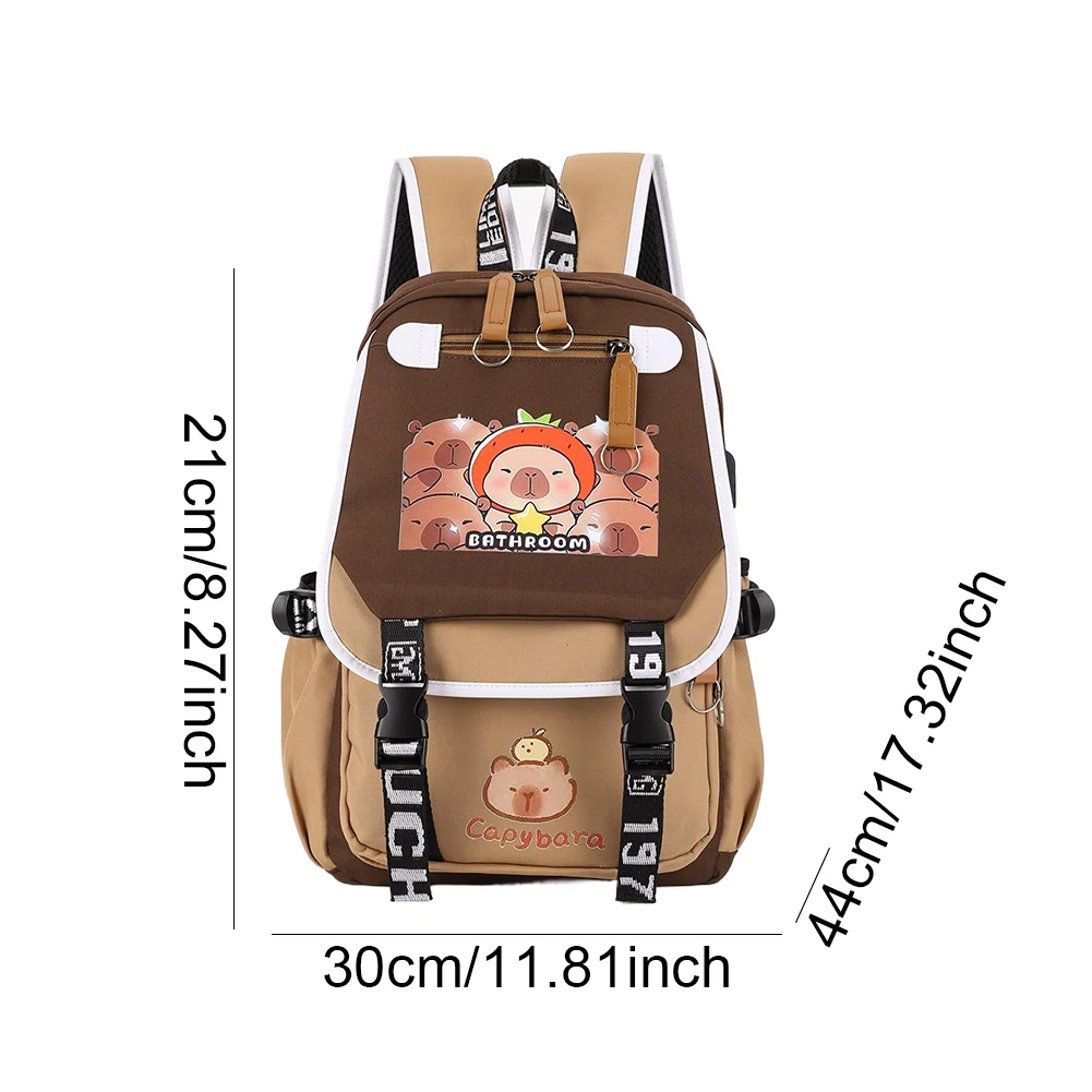 Capybara Book Bag with 1 Main Compartment for Girls Boys Laptop Backpack Zipper School Bag Rucksack Gifts for Capybara Lovers