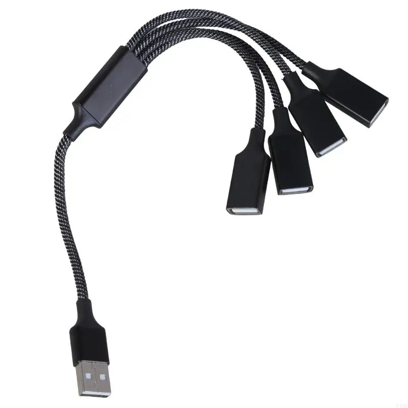 Y4QF USB2.0 HUB 4PORT USB Удлинение кабеля USB Splitter Cable для ПК Ноутбук, совместимый с принтером для клавиатур мыши