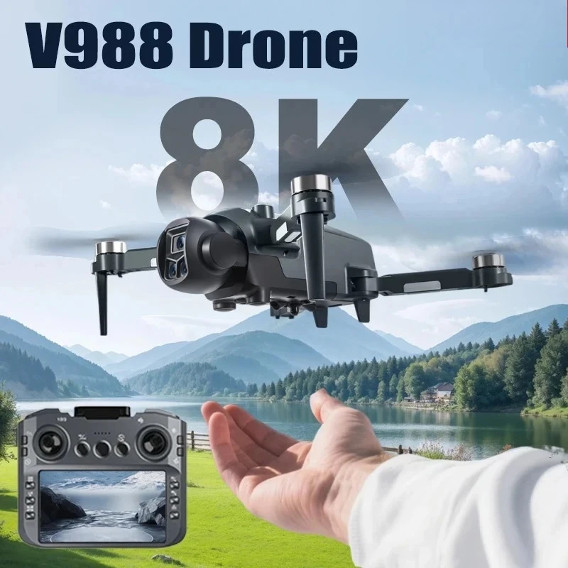 Original V988 Drone 8K HD Dual Camera 4K Professional Remote control With Screen 5G WIFI Brushless Motor Foldable Quadcopter toy