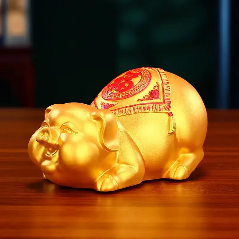 Vintage Brass Zodiac Piggy Bank Traditional Chinese Lucky Wealth Symbol Coin Savings Box Refined Tabletop Ornament Home Decor