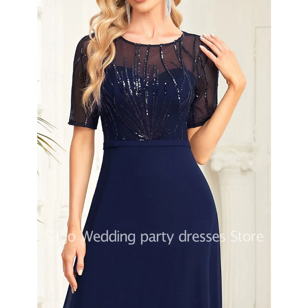 Customized Elegant Long Mother of the Bride Dresses Chiffon Sequins Floor-Length Straight Wedding Guest Party Groom Dress 2025