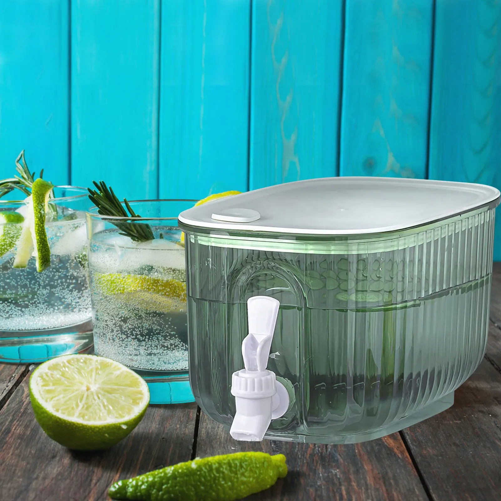

Plastic Large Capacity Beverage Dispenser Anti Blocking Faucet Home Office Party Cold Drink Water Jug Juice Container