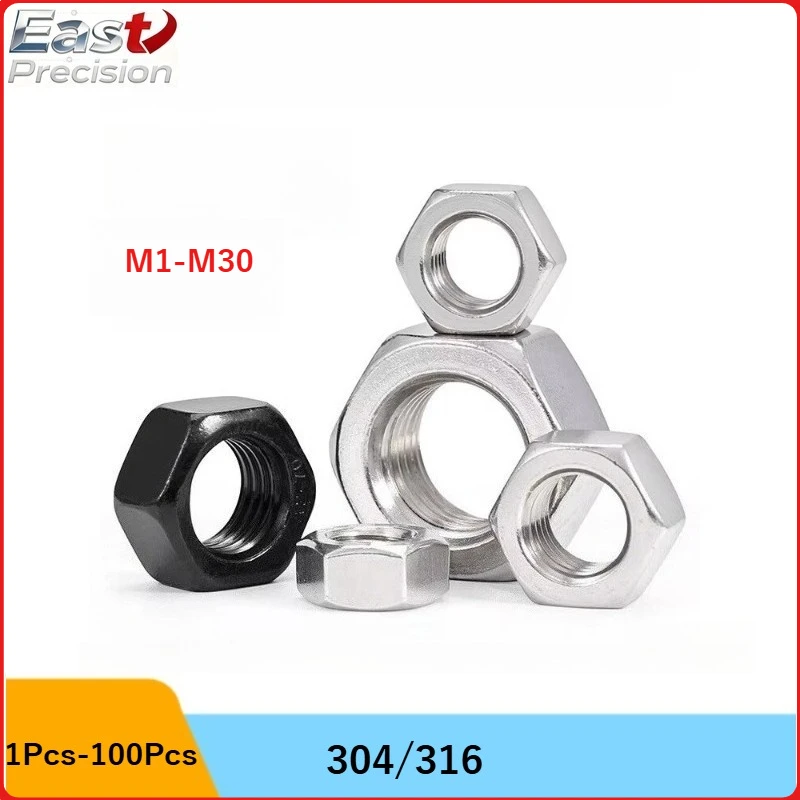 

304 Stainless Steel Hex Nut 316 Bolt Nut M1-M30