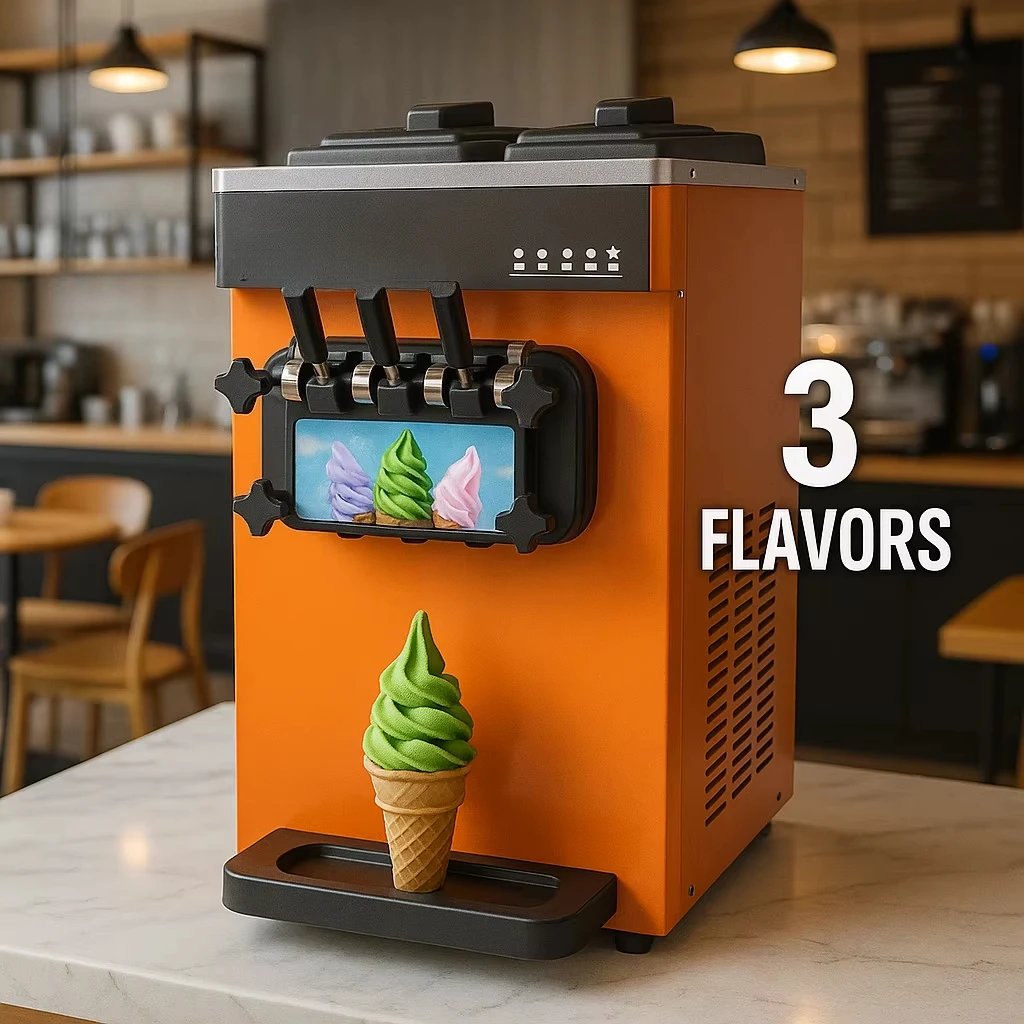 Commercial 15-20L/H Automatic Table Top Gelato Making Machine 3 Flavors Stainless Steel Soft Serve Ice Cream for Home Outdoor