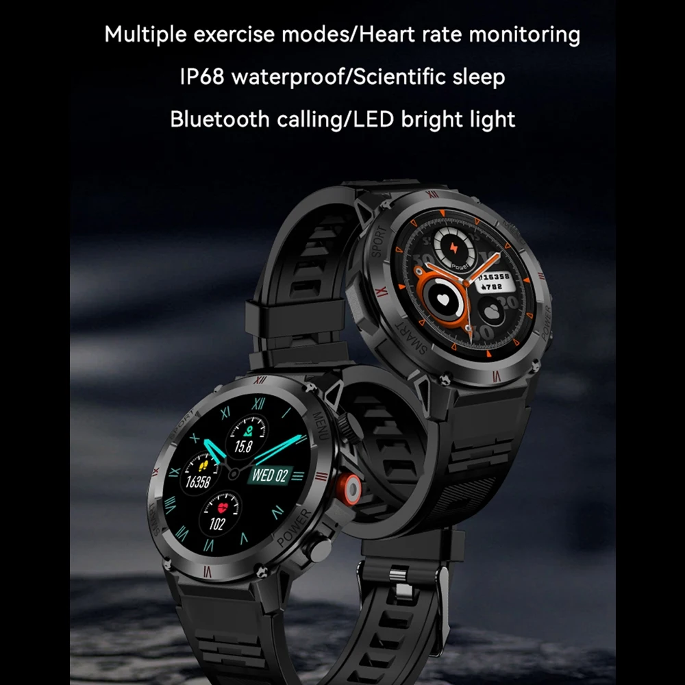 New Xiaomi Men\'s Smartwatch With LED Lights Heart Rate Sports Fitness Bluetooth Call Waterproof Smart Watch IOS Android