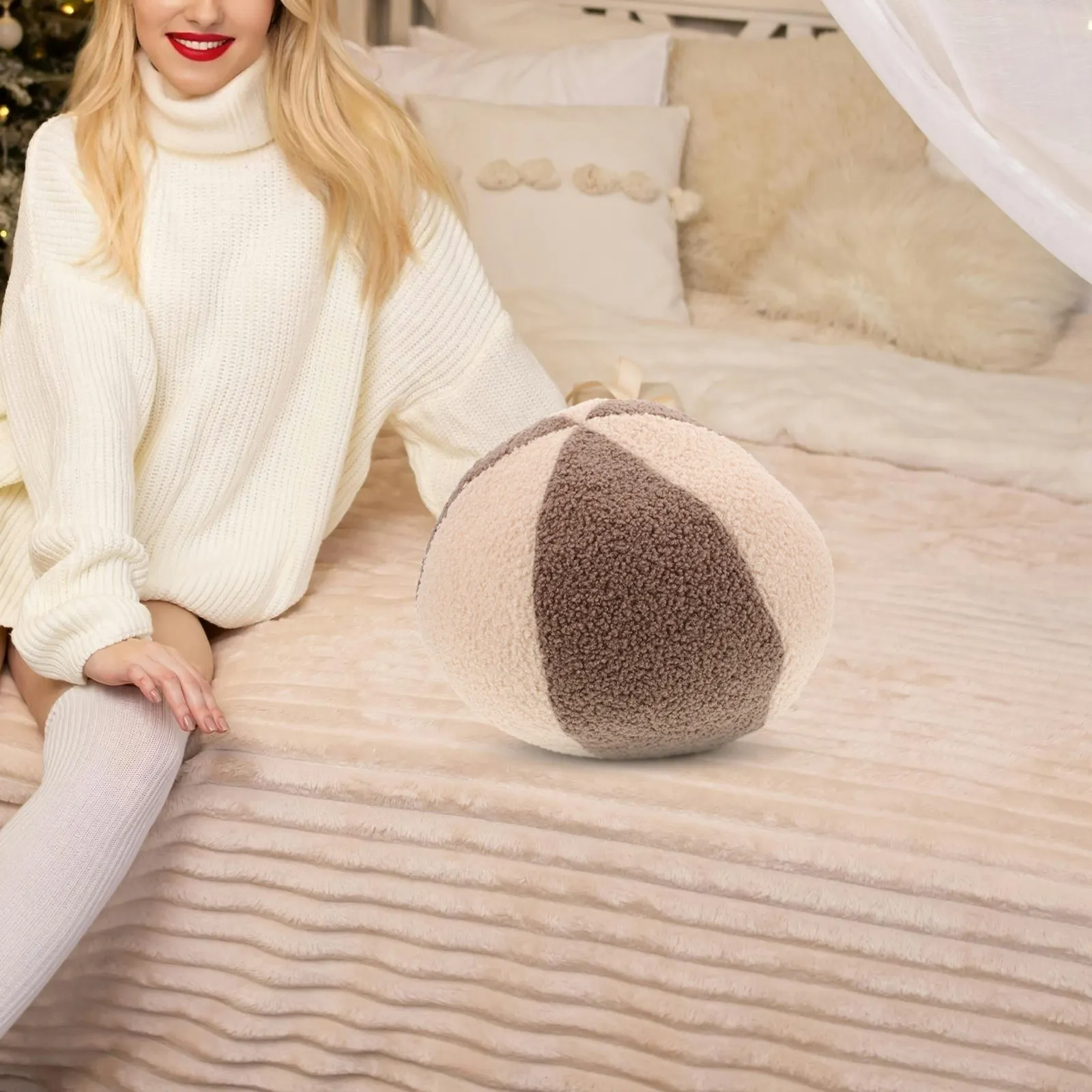 

Nordic Spherical Throw Pillow Round Shaped Sofa Cushion Cozy Nap Pillow for Home Office Car Decorative Soft Comfortable Cushion