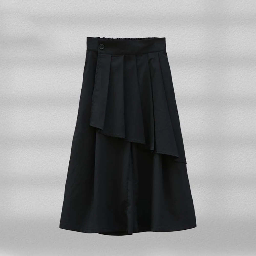 

XS-5XL Summer New Men's Solid Color Patchwork Skirt Pants Unisex American Retro Fashion Trend High Street Casual Men's Bottoms