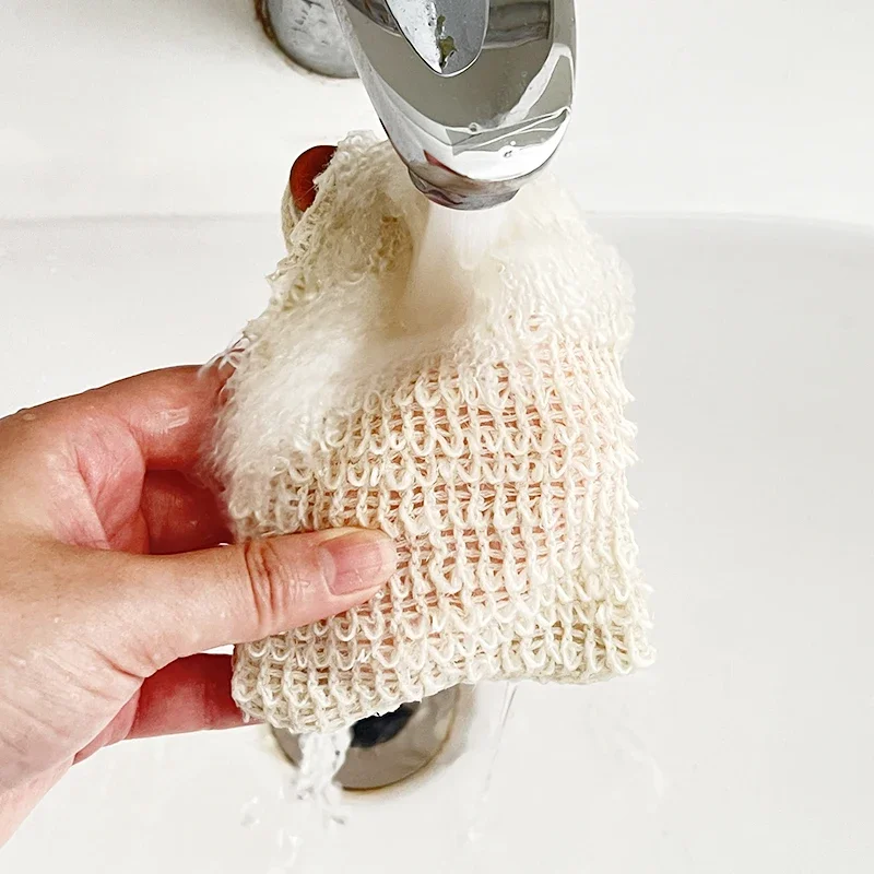 5-50 Stück Natürliche Sisal-Seifenbeutel für Dusche und Bad, Peeling-Seifensparer, Seifenhalter für Bad- und Duschgebrauch, Seifenverpackungs-Netzbeutel – Detail 7