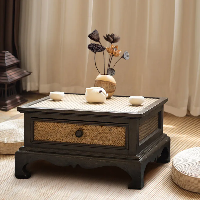 

L7 Japanese-style solid wood tatami small table square table short kang balcony bay window coffee zen