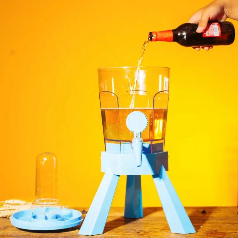 Three-legged wide-caliber beer jug LED dimming juice beverage bucket, icicle beer, wine cannon 3-liter bar barrel wine set