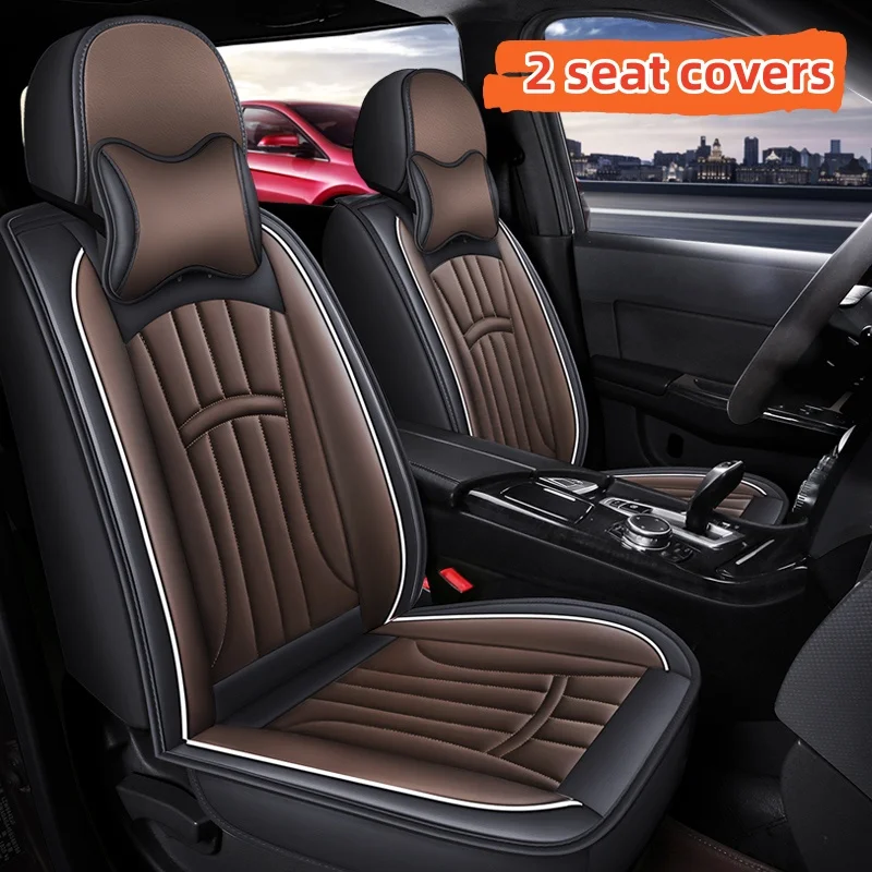 (Comfort Version) Front Double Seats, Equipped with 2 Comfortable Headrests, Luxurious Pu Leather Full-Cover Car Seat Covers, Universal, Breathable and Not Stuffy, Comfortable for All Seasons, Easy to Clean and Maintain, Multi-Layer Composite Material, Exquisite Workmanship, Simple and Convenient Installation, Does Not Affect the Normal Use of Seat Belt Buckles, Available in 4 Colors, Suitable for