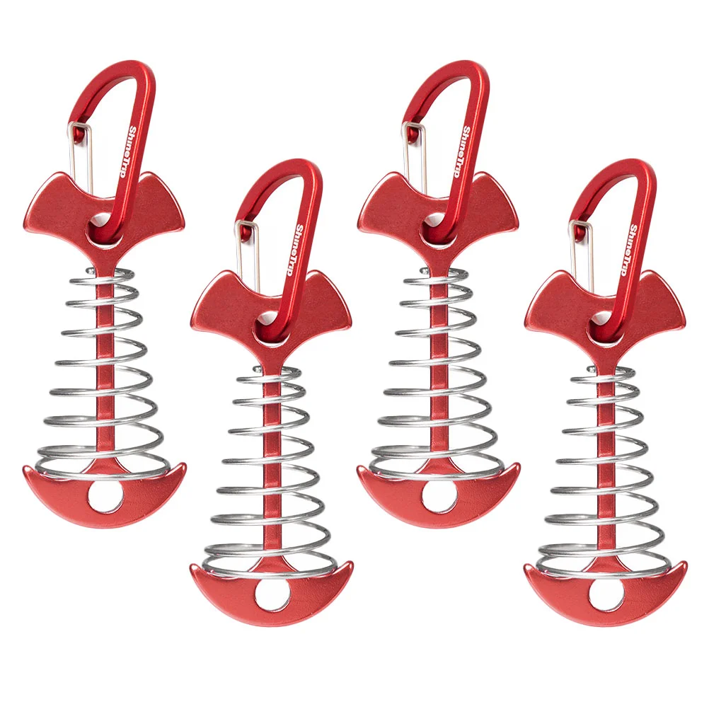 

4 Pcs Fishbone Spring Hook Camping Stakes Tent Rope Tensioners Tightener Sprung Ground Pegs Multifunction