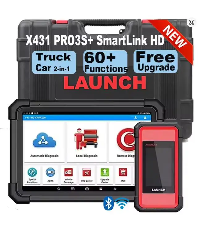 Smartlink HD + LNCH X431 PRO3S+ 12V&24V Car Heavy Duty Truck Diagnostic Tool All System ECU Coding J2534 CAN FD OBD2 Scanner