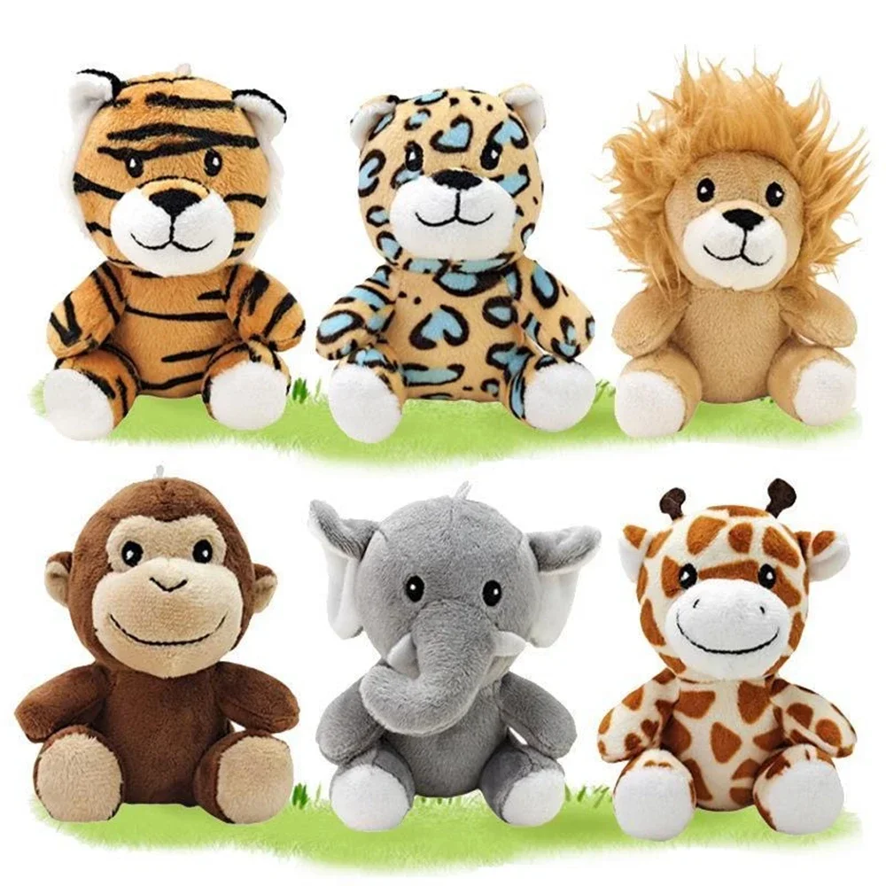 

10cm Kawaii Lion Tiger Elephant Monkey Leopard Giraffe Stuffed Animal Doll Keychain Toys Send Birthday Gifts To Children