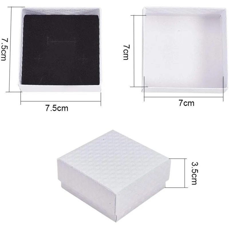 12 Pcs Square Cardboard Jewelry Set Boxes with Sponge Inside for Jewelry Bracelet Necklace Pendants Ring Crafts Birthday