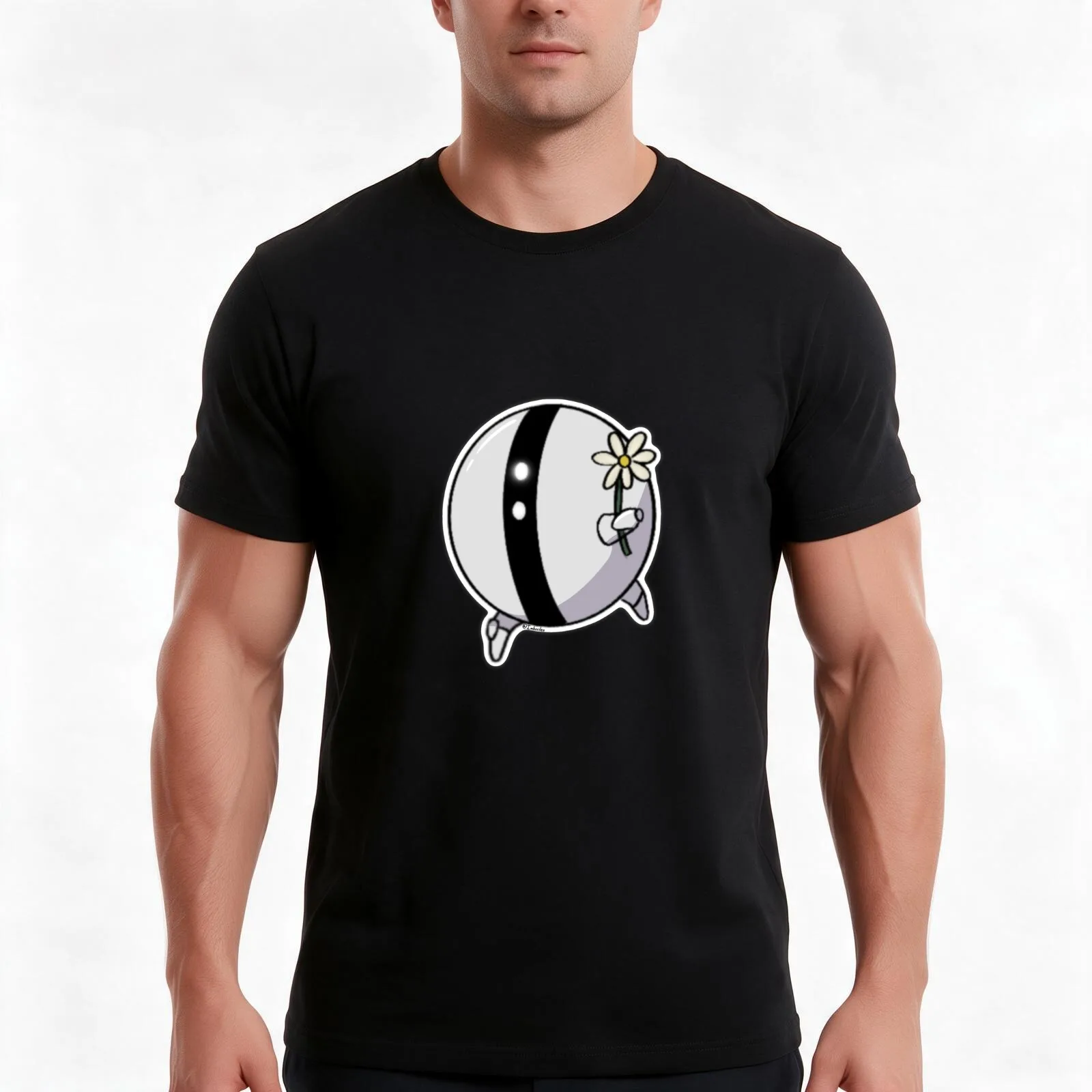 One-one holding daisy T-Shirt, Summer Casual Cotton Tee, Oversized Streetwear Tops, Vintage Graphic Print, Unisex Men Women