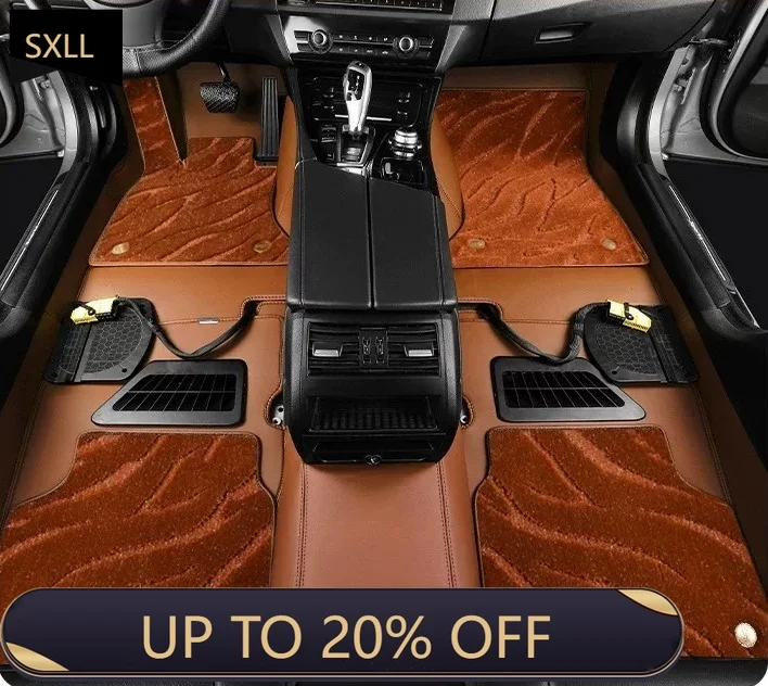 

SXLL All-weather custom non-slip 7D 5D waterproof 10mm thick luxury polyurethane leather coil car carpet floor mats 4 pieces un