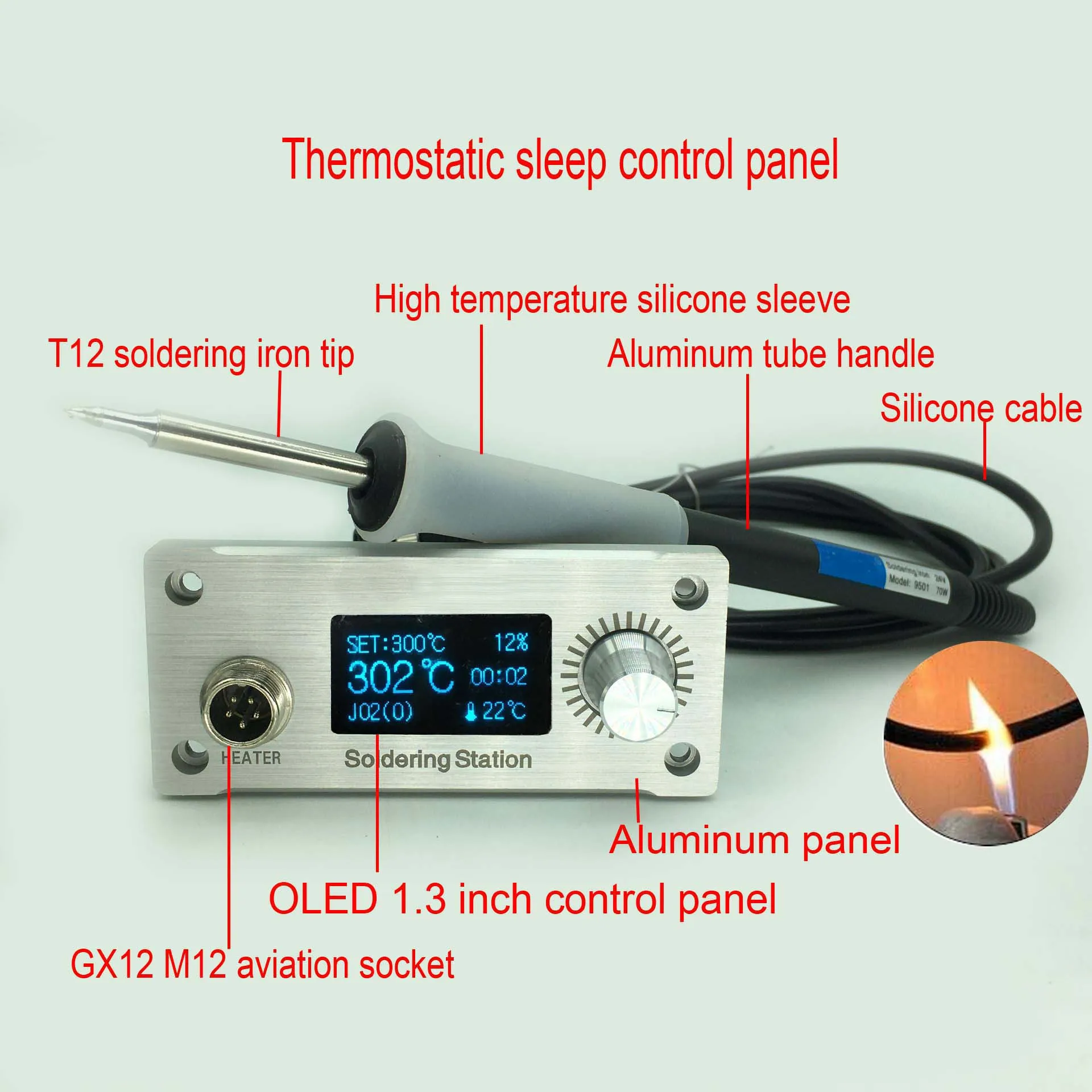 T12 Soldering Station DC 24V 75W 3-6A Temperature Controller panel Digital 1.3 inch OLED Electronic Welding Iron tip Tools DIY