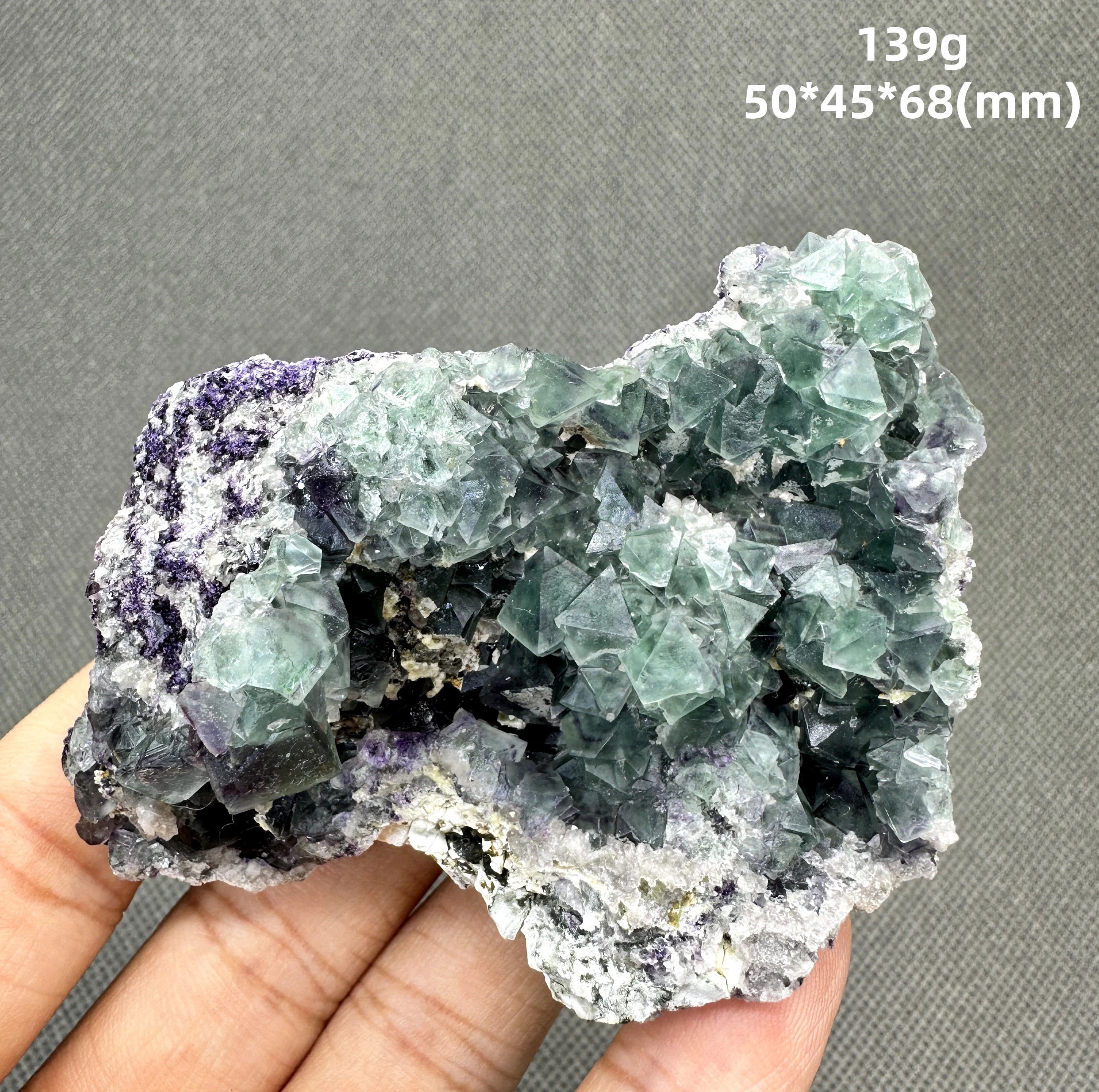 Natural Inner Mongolia octahedral green fluorite mineral specimens + healing quartz crystals and stones rock gemstone view 2