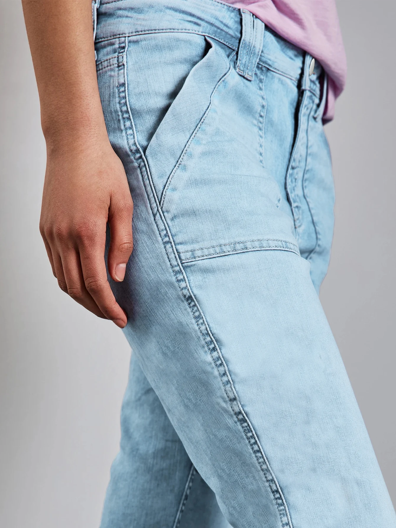 سلسلة جينز نسائية جديدة لخريف 2025 باللون الأزرق الفاتح مغسولة مريحة من تسع نقاط جينز شخصي غير رسمي يناسب الجميع كوان #4