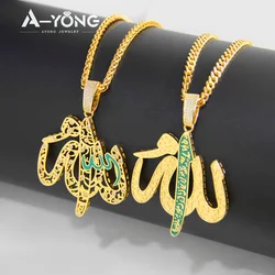 AYONG Arab Gold Color Pendant 18k Copper Gold Plated Dubai Saudi Zirconia Necklace Pendants Womens Mens Religious Party Jewelry