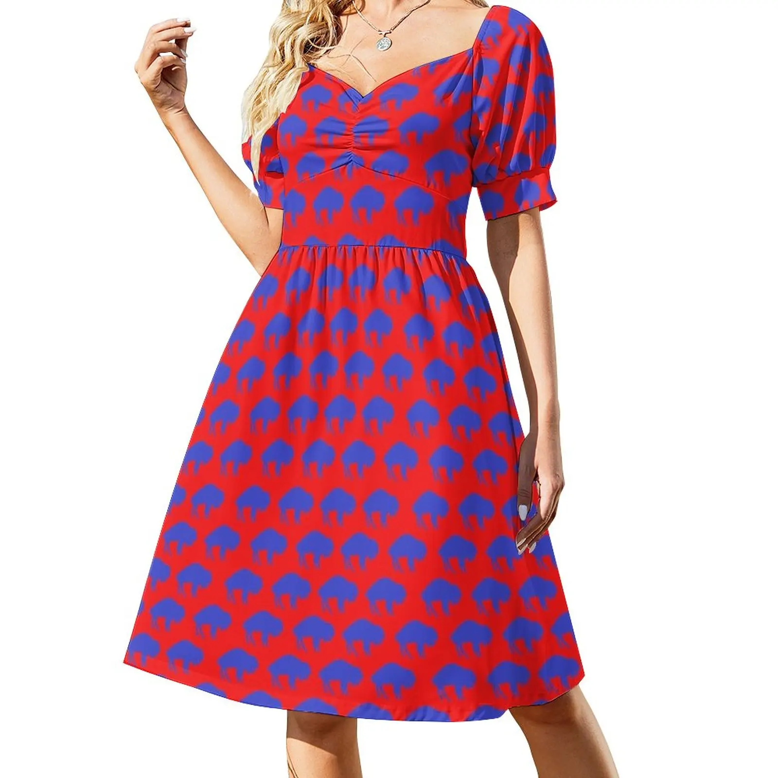 

Blue and Red Buffalo Herd - Buffalo Sports Dress dresses for womens 2023